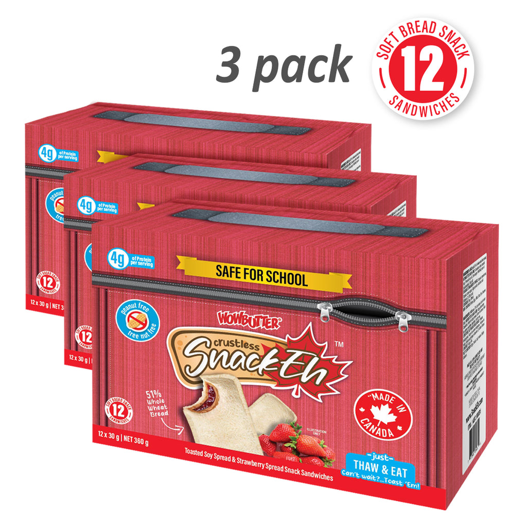 12ct x 30g SnackEh Crustless WowButter & Strawberry Snack Sandwich - 3 Pack