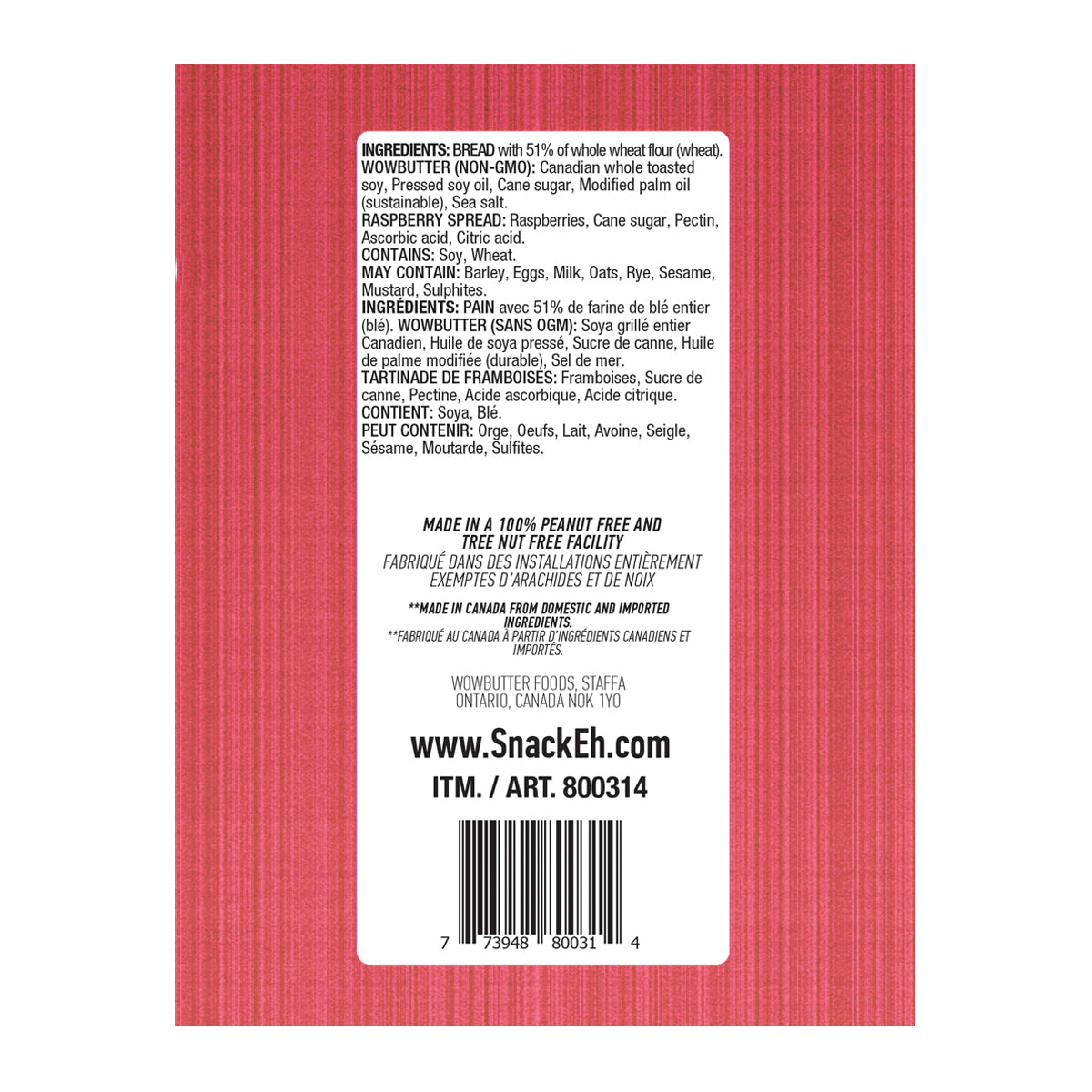 12ct x 30g SnackEh Crustless WowButter & Strawberry Snack Sandwich - 3 Pack