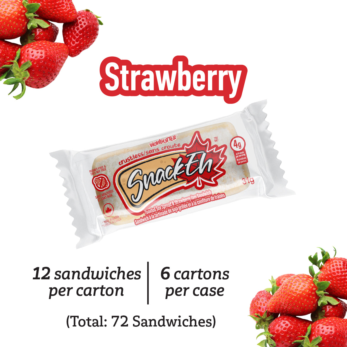 12ct x 30g SnackEh Crustless WowButter & Strawberry Snack Sandwich - 6 Pack