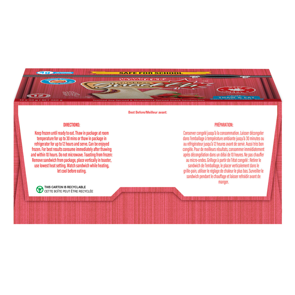 12ct x 30g SnackEh Crustless WowButter & Strawberry Snack Sandwich - 3 Pack